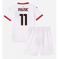 AC Milan Christian Pulisic #11 Fußballbekleidung Auswärtstrikot Kinder 2024-25 Kurzarm (+ kurze hosen)